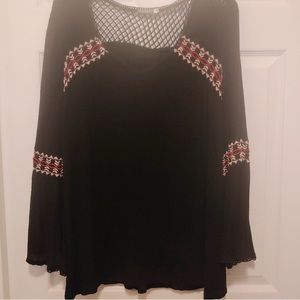 black bell sleeve top